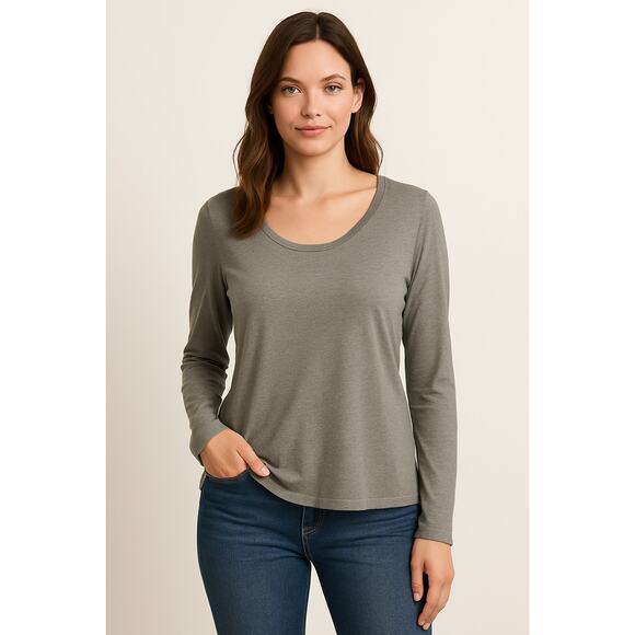 Minimalist Gray Long Sleeve Top Lucky Brand XL - Picture 1 of 4